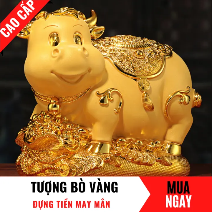 Tượng Con Bò Trang Trí Đựng Tiền Cao 24cm