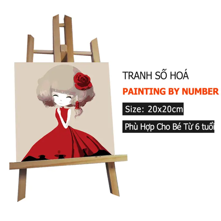 Tranh Tô Màu Số Hoá Các Con Vật Size Nhỏ Cho Bé Từ 6-12 Tuổi Căng Sẵn Khung 20x20cm