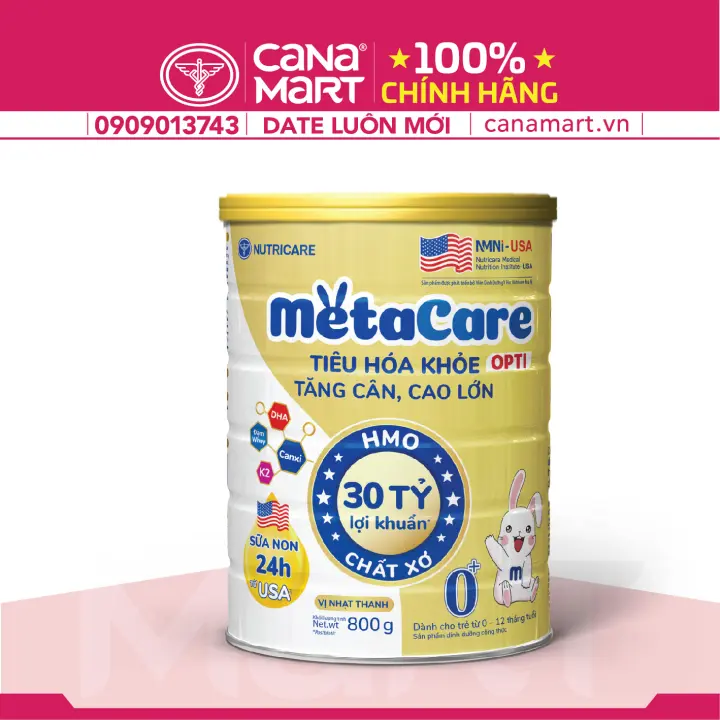 Sữa bột Nutricare MetaCare Opti 0+ tiêu hóa khỏe, tăng cân, cao lớn (800g)