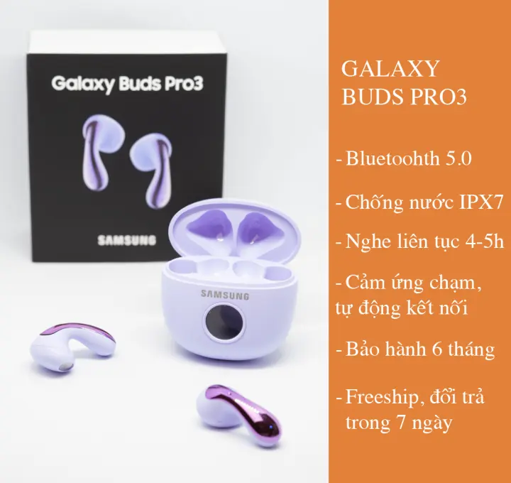 Tai nghe bluetooth Galaxy Buds 3 Pro công nghệ mới, âm thanh sống động, chống nước, kết nối thông minh