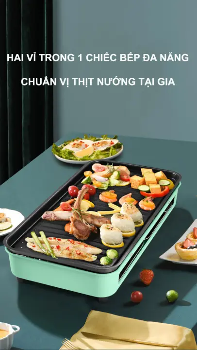 BẾP NƯỚNG ĐIỆN TRỞ KHÔNG KHÓI Simple Electric Grill DKS-301 (Có Vỉ Nướng Và Khay Nướng 2IN1 ). SỬ DỤNG AN TOÀN & BỀN BỈ. CHÂN BẾP CÁCH ĐIỆN AN TOÀN.