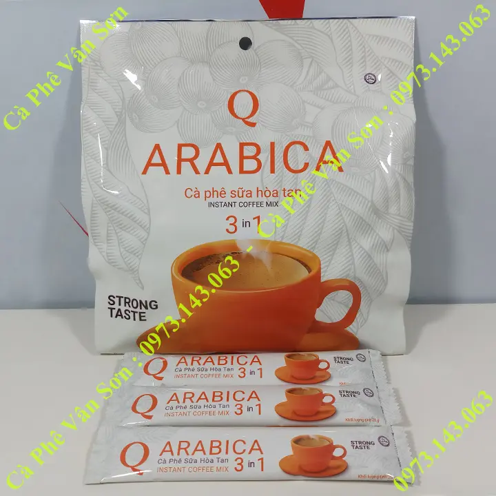 Cà phê sữa Arabica Trần Quang bịch 480g (24 gói dài * 20g) Instant Coffee mix 3 in 1 – Trần Quang – top1shop