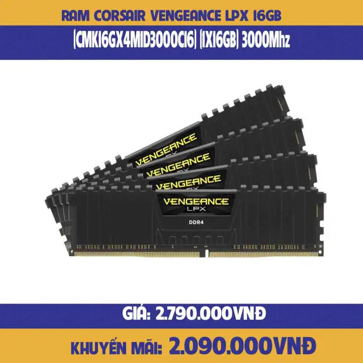 RAM Corsair Vengeance LPX 16GB 3000MHz DDR4 (1x16GB) CMK16GX4M1D3000C16-HÀNG CHÍNH HÃNG
