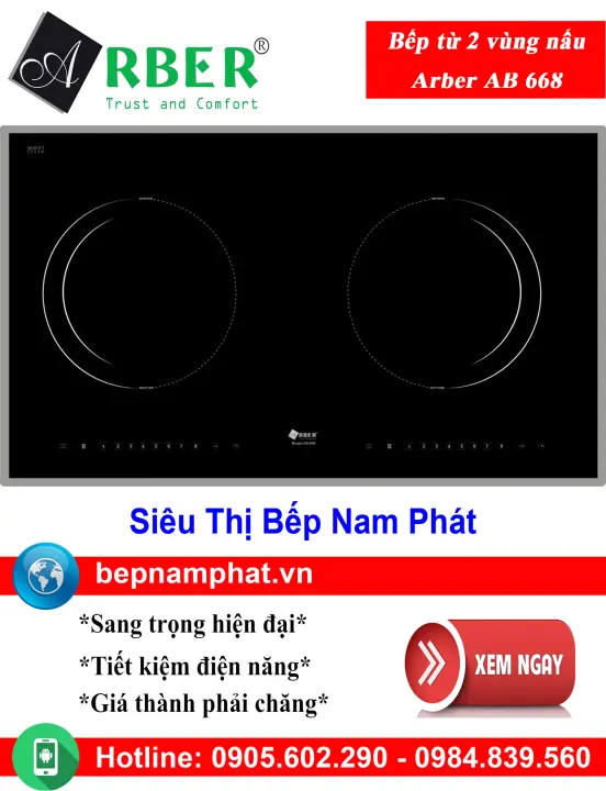 [HÀ NỘI]Bếp từ 2 vùng nấu Arber AB 668