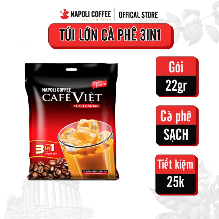 Cà phê sữa đá Napoli Coffee (35 gói x 22g) – Cafe hoà tan 3in1 – Cà phê Sạch Đậm Vị Arabica/Robusta, Ngọt Dịu Sữa Kem – Napoli Coffee – top1shop