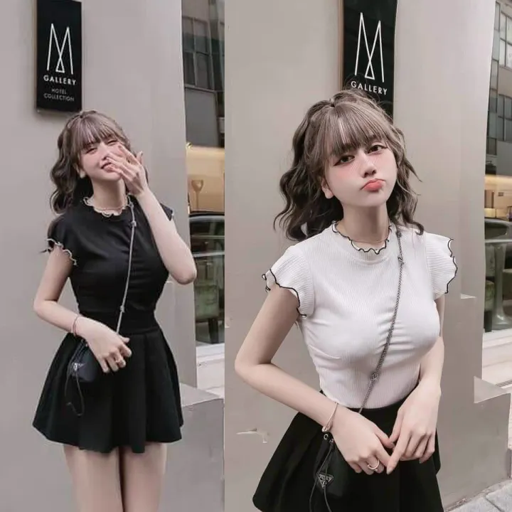 Áo croptop cổ tròn cuốn biên thời trang xixo chất thun borip cao cấp sang mịn đẹp