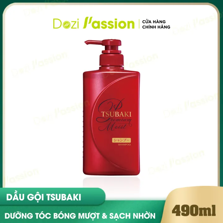 Dầu gội Tsubaki Premium Moist Dưỡng tóc Bóng mượt màu đỏ (490ml/chai)