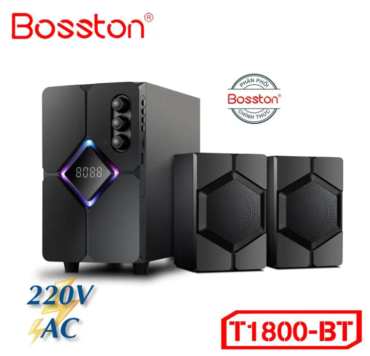 [HCM]Loa Vi Tính Siêu Trầm Bass Đánh Nhạc Căng Đét - LOA VI TÍNH 2.1 BOSSTON T1800 LED Bluetooth. Hàng...