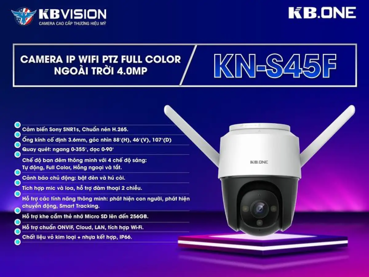 Camera WiFi PTZ KBone KN-S45F Full Color - Hàng chính hãng | Lazada.vn