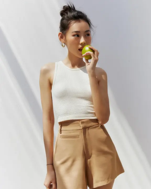 Áo thun nữ croptop thiết kế không đường may chất thun gân ôm form trẻ trung MIEU - KJ22