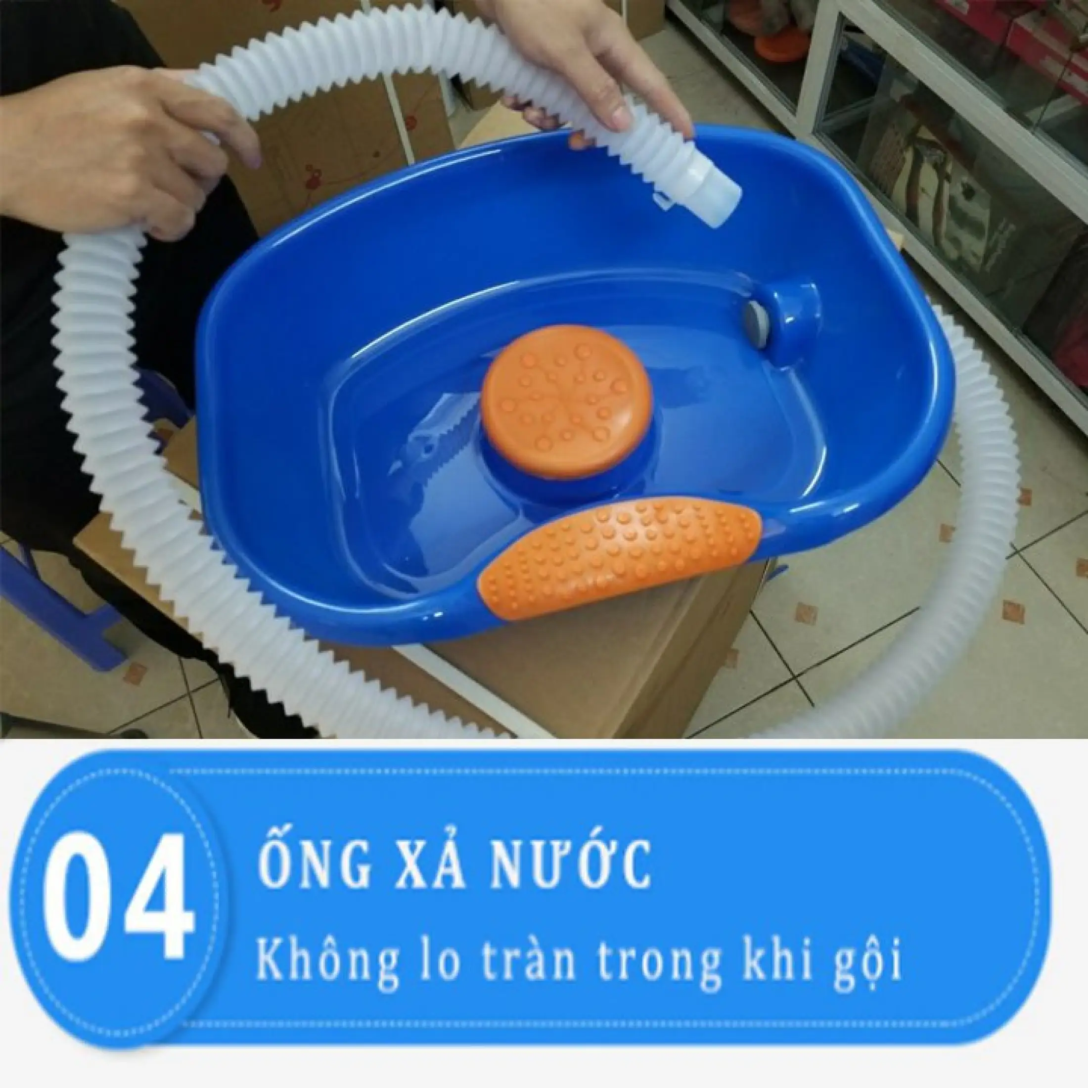Chậu gội đầu tại giường cho người già, người bệnh, mẹ bầu và trẻ em