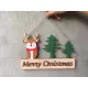 Bảng gỗ merry christmas cây thông và con vật xinh xắn kích thước 25cm tặng móc dán trang trí mùa giáng sinh. 
