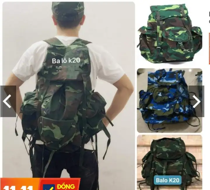 BALO XANH RẰN RI  , BALO CON CÓC, BALO BỘ ĐỘI Kích Cỡ 50-60L