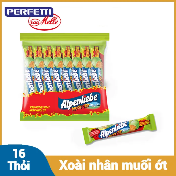 ĂN LÀ GHIỀN - Kẹo Alpenliebe Hương Xoài Nhân Muối Ớt 16 Thỏi
