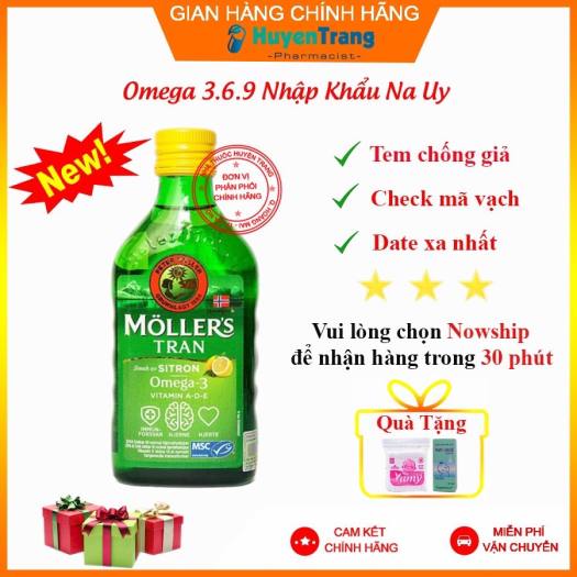 ✔️️️(Tặng quà xinh) Dầu Gan Cá Tuyết Omega 3+DHA Moller'Tran Hương Chanh -  Vitamins | BiBiOne.vn