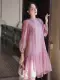 JOVEN Đầm Ngắn Babydoll Vera Tay Dài Chất Organza Thanh Lịch. 