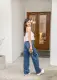 Quần jeans suông MIEU mài rách - HJN03 (Đậm/ Nhạt). 