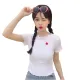 Áo croptop nữ thêu trái tim  thời trang XIXO cao cấp chất thun gân mền mịn , co giãn. 