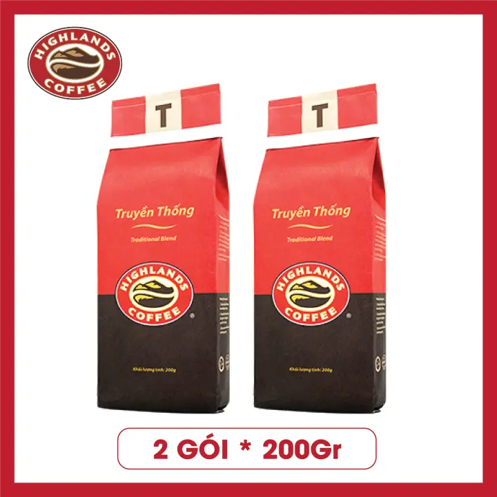 COMBO 2 gói Cà phê rang xay Truyền Thống Highlands Coffee 200g – đậm đà vị truyền thống – Highlands coffee – top1shop