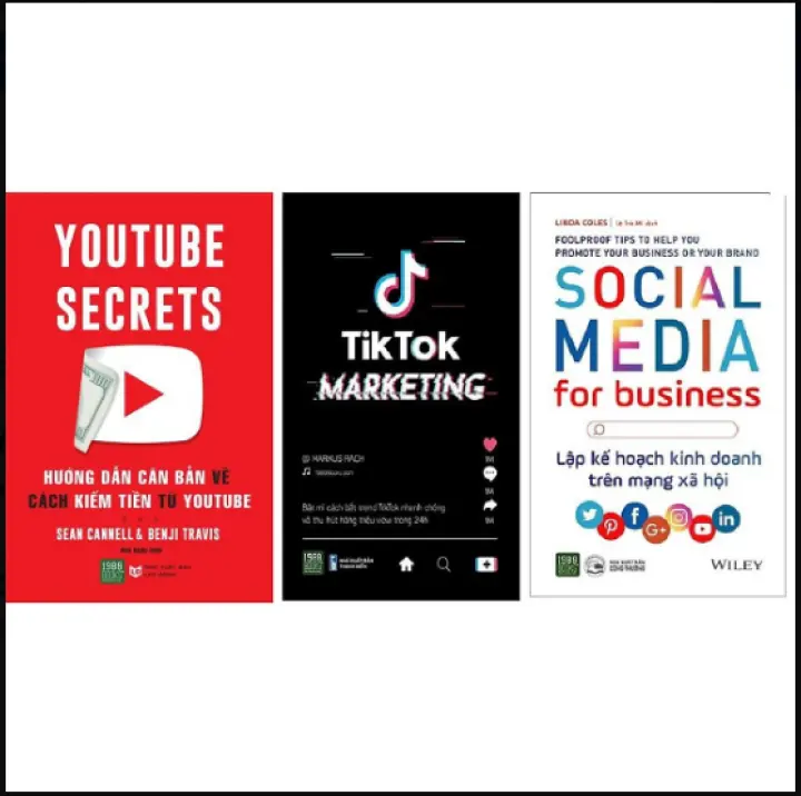 Sách - COMBO SÁCH Tiktok Marketing, Lập kế hoạch kinh doanh trên mạng xã hội, Kiếm Tiền Từ Youtube ( Tặng kèm sổ tay )