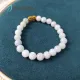 Vòng tay đá Cẩm Thạch bạch ngọc size hạt 7.7 li phối charm lu thống Ngọc cẩm thạch bọc xi vàng cao cấp | Hoa Minh Gem. 