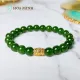Vòng tay phong thủy đá Mã Não xanh ngọc 8 li phối charm lu thống vàng thời trang, sang trọng hợp mệnh Mộc, Hỏa | Hoa Minh Gem. 