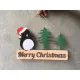 Bảng gỗ merry christmas cây thông và con vật xinh xắn kích thước 25cm tặng móc dán trang trí mùa giáng sinh. 