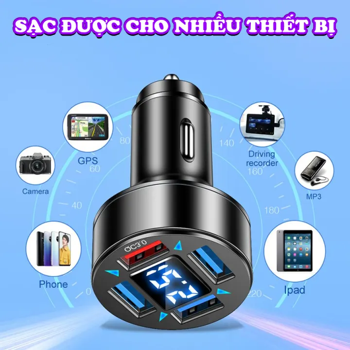 Tẩu Sạc 4 Cổng usb QC 3.0 Cho iphone samsung