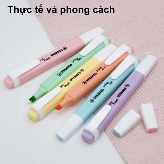 Bộ 3 Bút dạ quang STABILO swing cool Pastel vàng + hồng + tím (HLP275-C459)  - Mỹ Phẩm Khác 