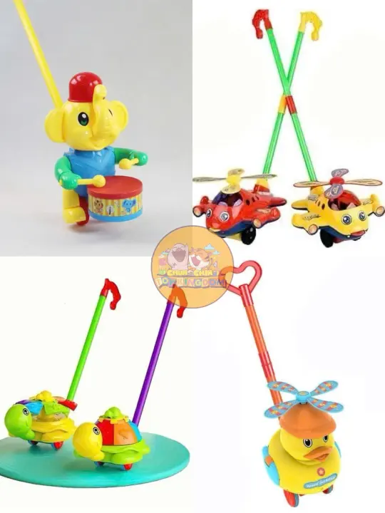 Baby 0-36m: Gậy xe đẩy tập đi cho bé hình máy bay , voi con , vịt con , rùa con