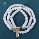 Vòng tay vòng chuỗi Ngọc Cẩm Thạch trắng nếp 5.7 li kiểu bánh xe quấn 3 vòng, phối charm túi tiền bạc, viên Cẩm Thạch Huyết | Hoa Minh Gem. 