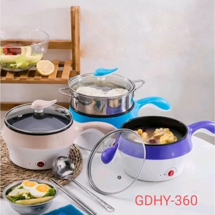 Ca nấu mì , nồi lẩu điện siêu tốc  mini 2 tầng size 18cm , tặng kèm vỉ hấp inox .