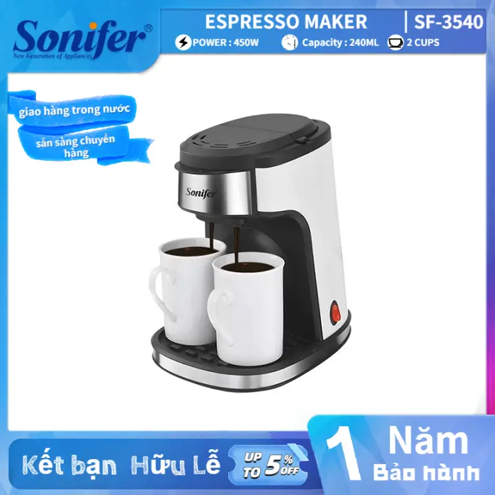 Cafe Zone 62 Máy Pha Ép Cà Phê Mini Tự Động Sonifer SF-3540, Máy Ép Pha Chế Cafe Espresso Cao Cấp