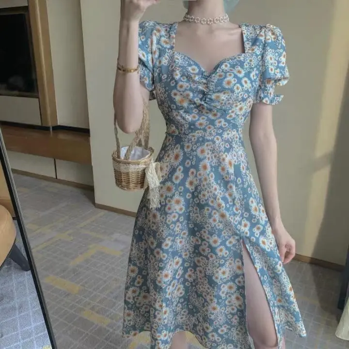 váy hoa nhí xanh