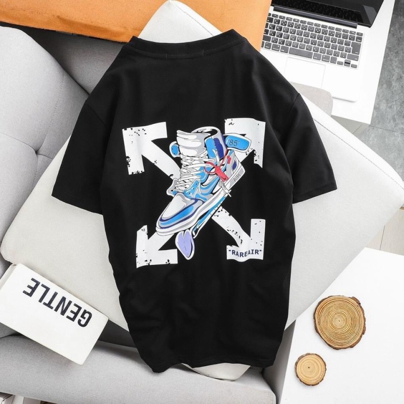 Áo thun tay lỡ form rộng off white nai hồng màu đen unisex áo thun nam áo thun nữ