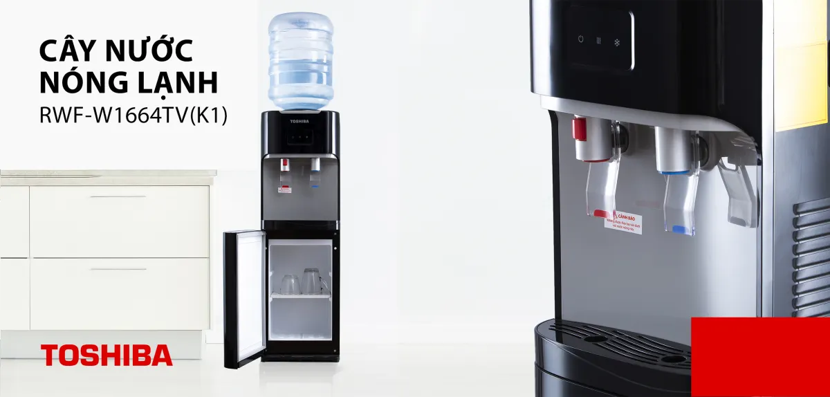 HCM]CÂY NƯỚC NÓNG LẠNH TOSHIBA RWF-W1664TV(K1) - Bình gắn trên - Thiết kế liền khối chống nước - Khoá trẻ em - Hàng chính hãng bảo hành 12 tháng | lazada.vn