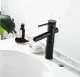 Vòi lavabo nóng lạnh giả cổ thấp màu đen MS1. 