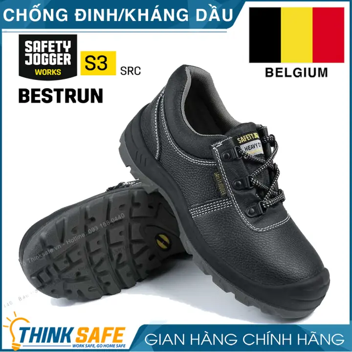 Giày bảo hộ lao động Jogger Bestrun S3 da bò thật, chống thấm nước, giày chống đinh tiêu chuẩn S3 Châu Âu (Đen) - Bảo hộ Thinksafe