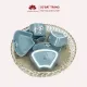 Bộ hoa mặt trời nhỏ đựng bánh trôi, bánh chay vẽ hoa đào trắng cao cấp Bát Tràng. 