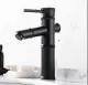 Vòi lavabo nóng lạnh giả cổ thấp màu đen MS1. 