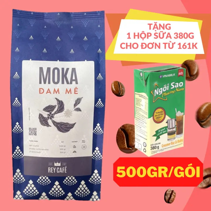 500gr Cà phê rang bơ Moka Đam Mê (Phối Moka-Robusta-Culi) – Pha Phin – Coffee blend nguyên chất – Rey Cafe – Rey Café – top1shop