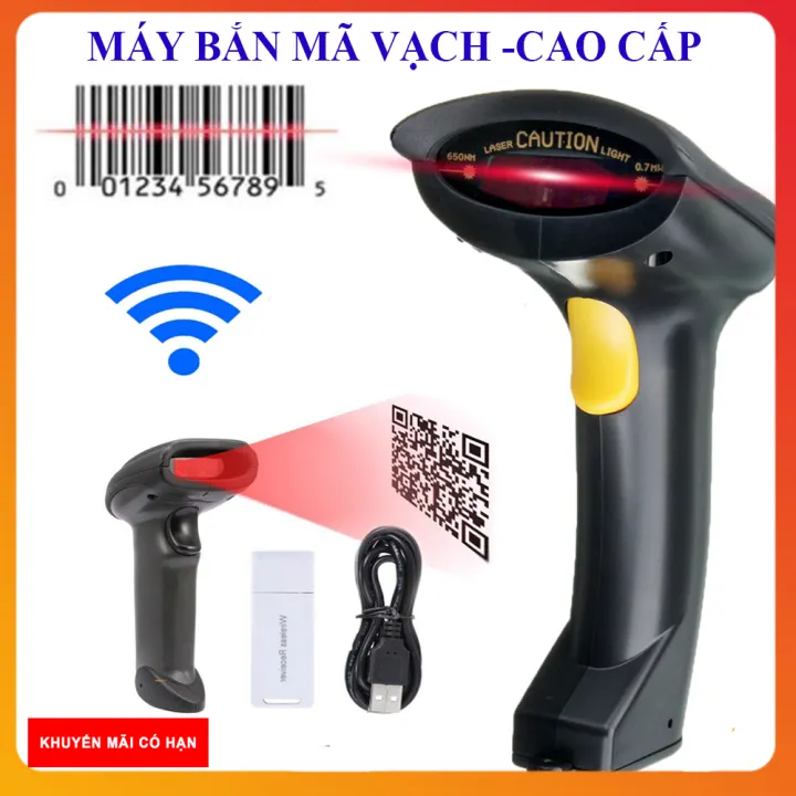 Máy Quét Mã Vạch Không Dây Cao Cấp, Máy Đọc Mã Vạch Cầm Tay, Đọc Tất Cả Các Loại Bascode. Công Nghệ Laser Tiên Tiến Nhanh Chóng - Hiệu Quả - Chính xác - Tiết Kiệm. Bảo Hành 1 đổi 1 - MUA NGAY.