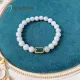 Vòng tay đá Cẩm Thạch bạch ngọc size hạt 7.7 li phối charm lu thống Ngọc cẩm thạch bọc xi vàng cao cấp | Hoa Minh Gem. 