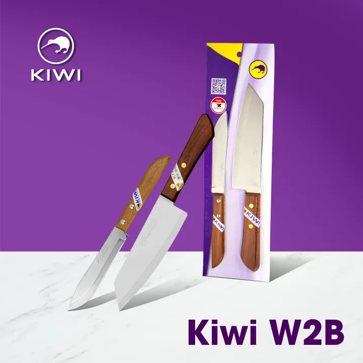 Bộ 2 dao KIWI đa năng cán gỗ - W2B - New2024