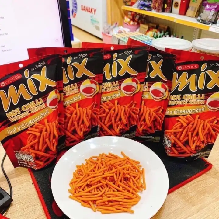 Lốc 6 gói Bim bim que MIX vị cay thái lan 50g/gói
