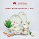 Bộ bát đĩa vẽ hoa đào đỏ cao cấp Bát Tràng. 