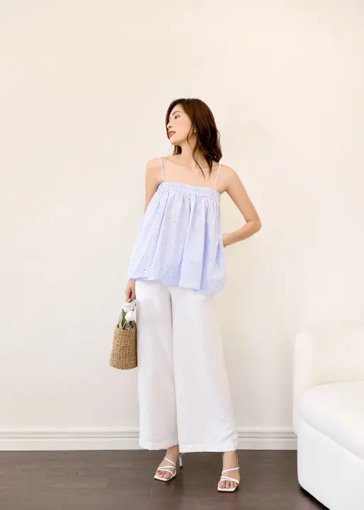 Quần culottes MIEU trơn dài - HM12 (Kem Lá/Trắng)