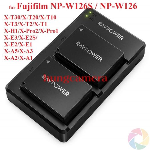  Bộ Pin Sạc đôi cho Fujifilm NP-W126S RAVPower RP-BC023 Chính hãng 