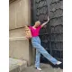 Quần jeans baggy MIEU cạp cao  cotton - JJ06. 