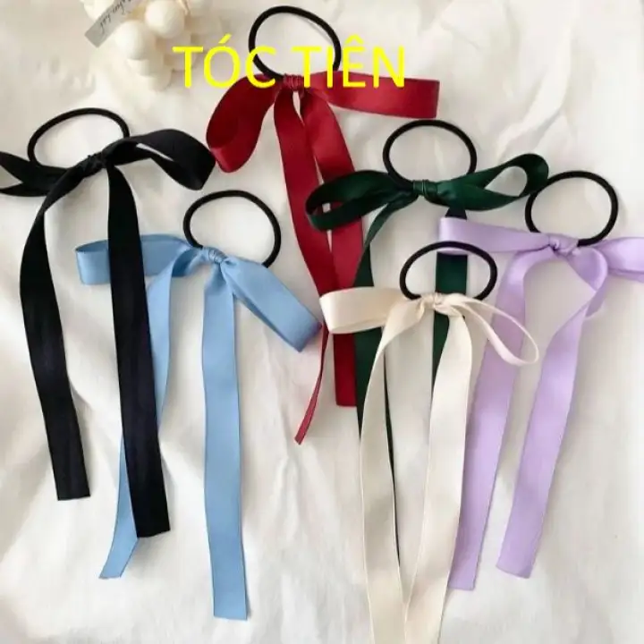 Dây Buộc Tóc Đính Nơ Ruy Băng Phụ Kiện Tóc Tiên
